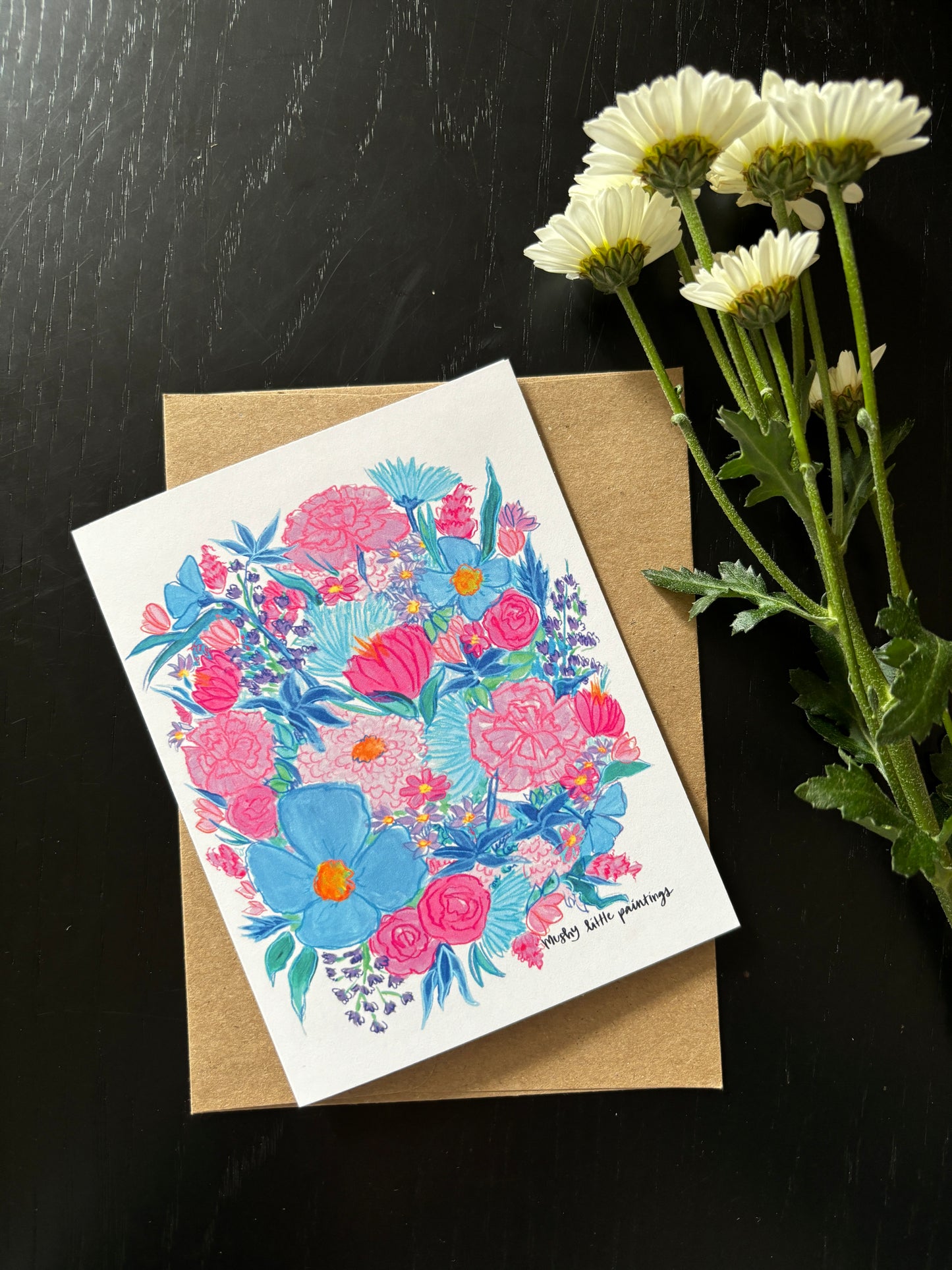 Blue Blossom Bouquet Greeting Card