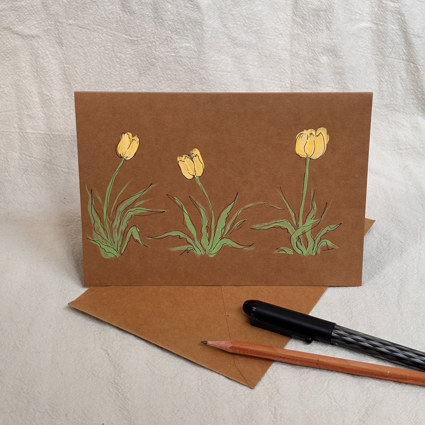 yellow tulip - kraft paper card