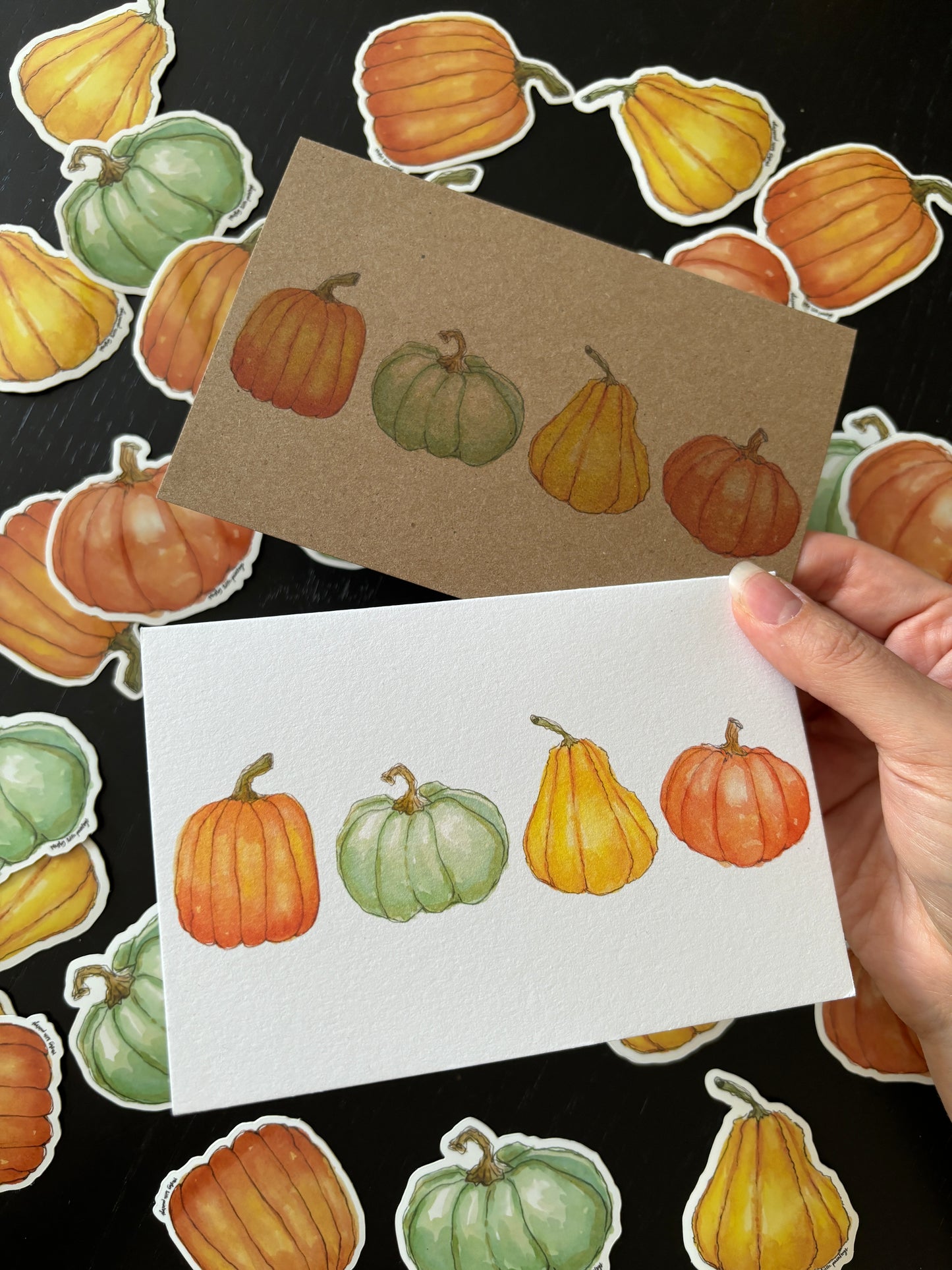 Four Little Pumpkins Greeting Card