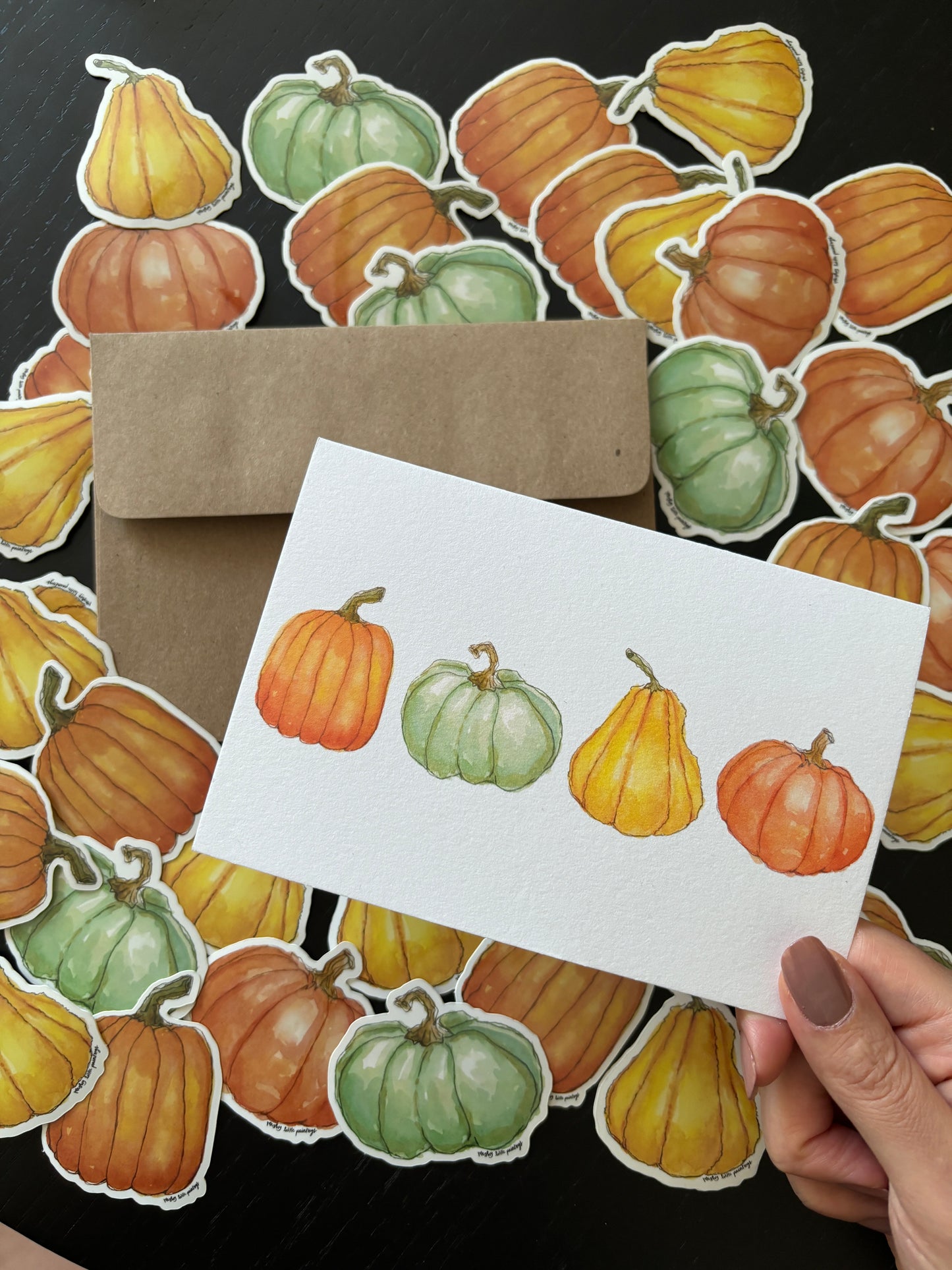 Four Little Pumpkins Greeting Card
