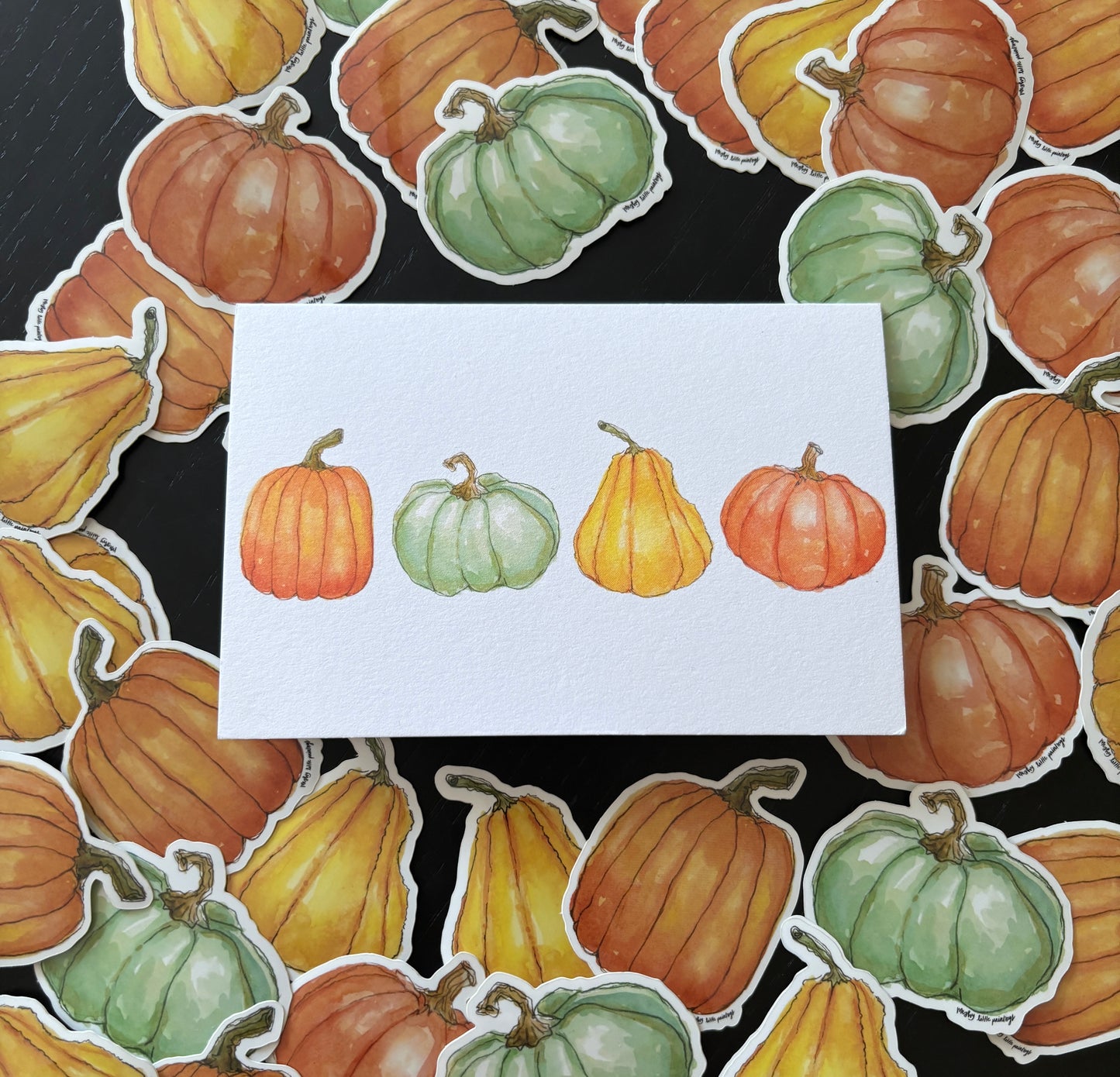Four Little Pumpkins Greeting Card