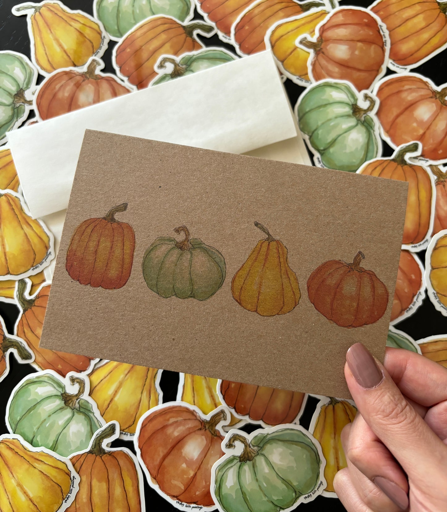 Four Little Pumpkins Greeting Card