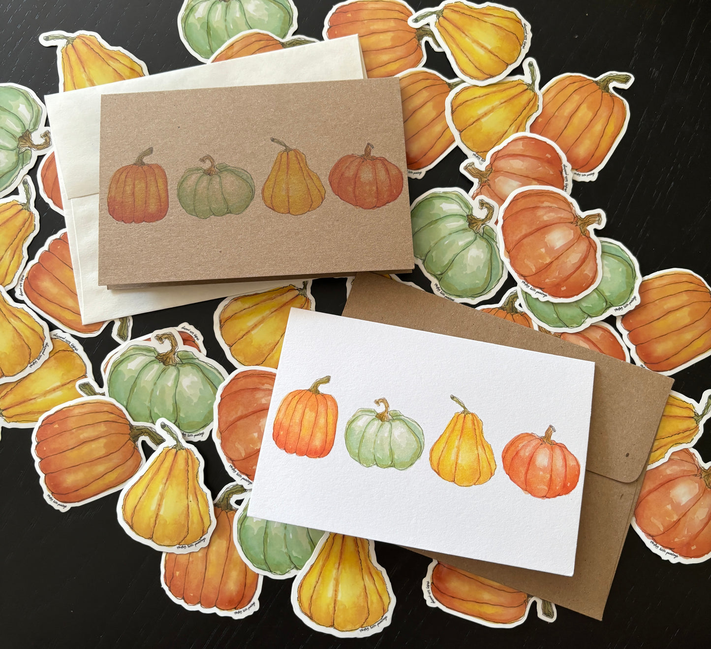 Four Little Pumpkins Greeting Card