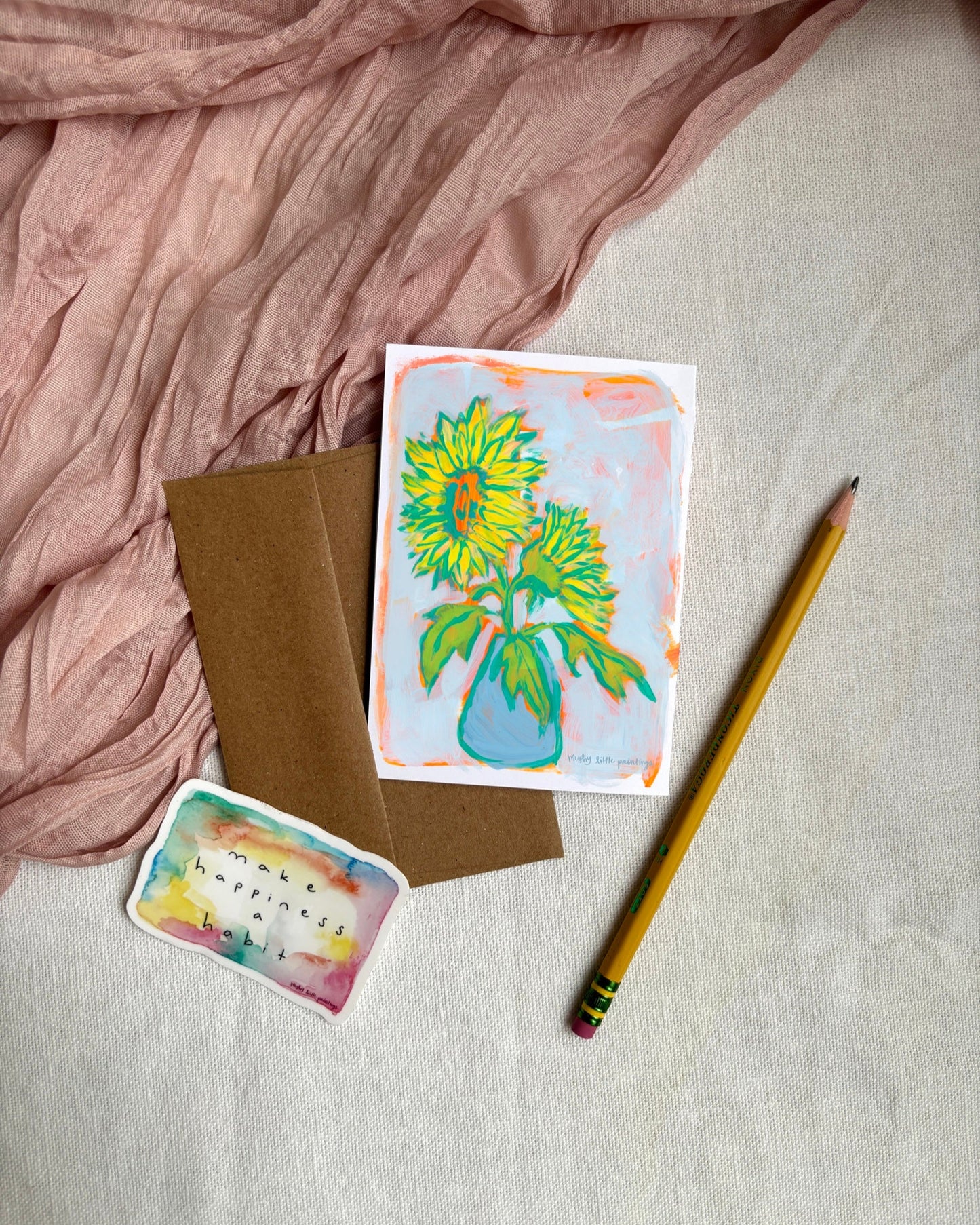 Sunflower Bouquet in Blue Greeting Card