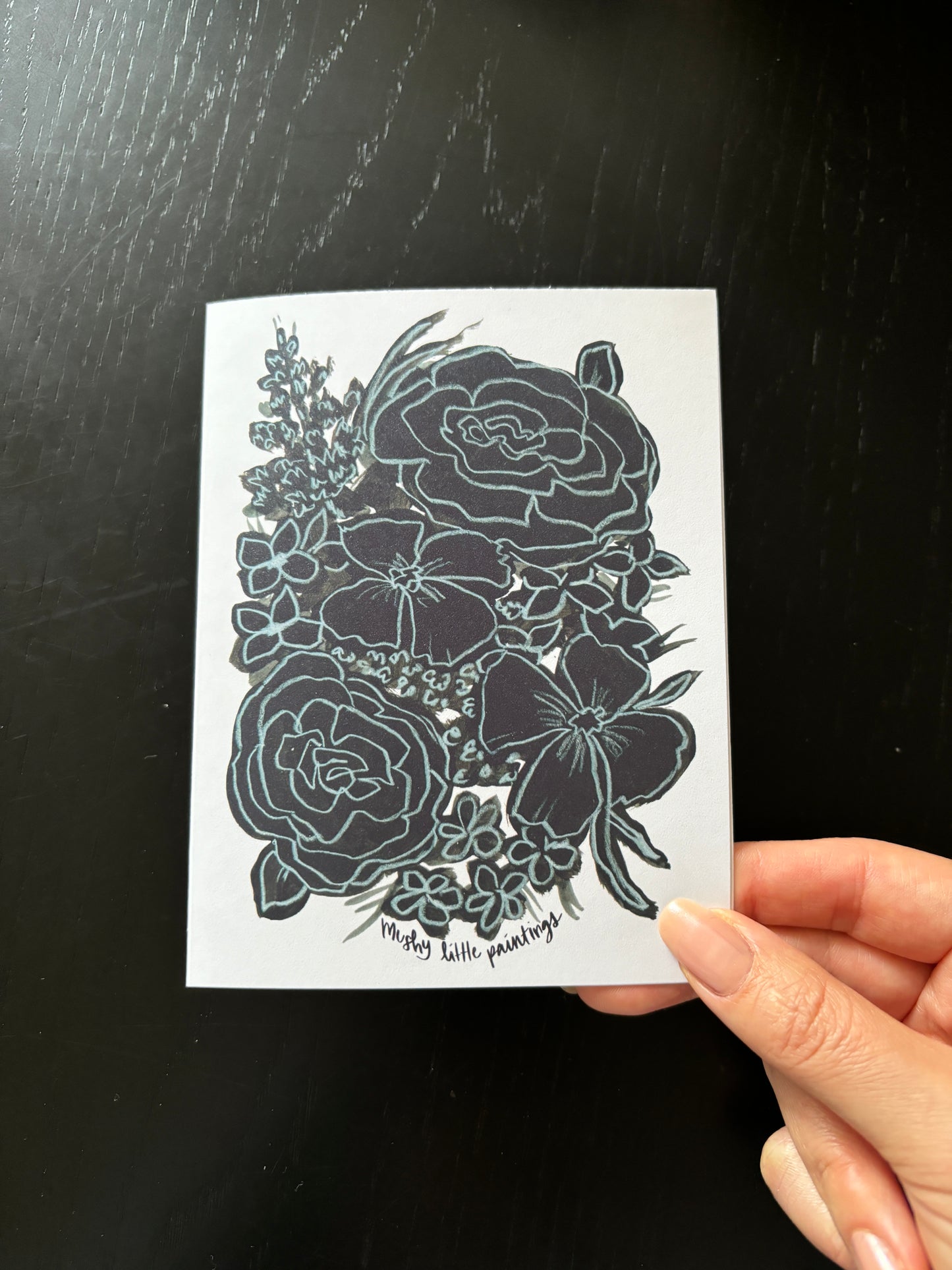 Paint It Black Rose Bouquet Greeting Card