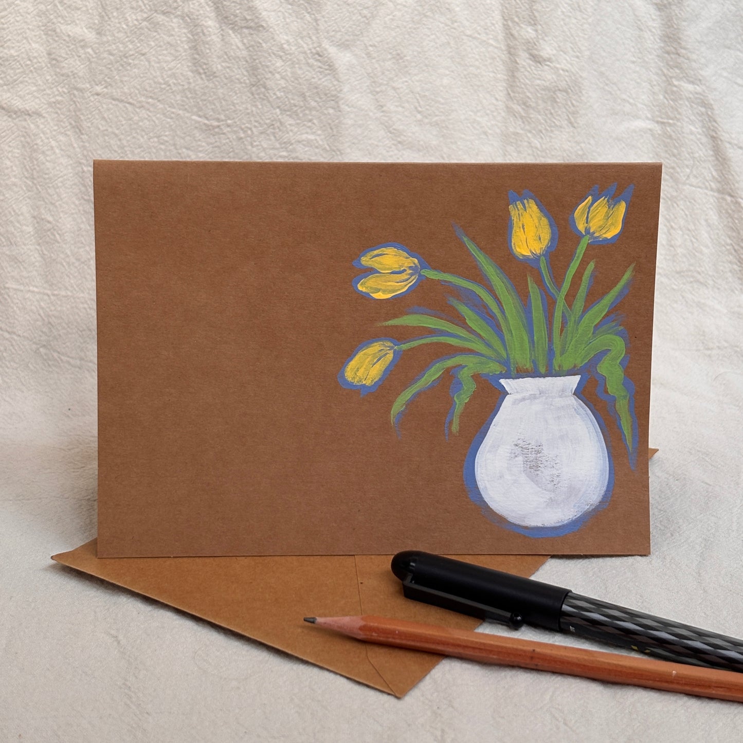 yellow tulip - kraft paper card