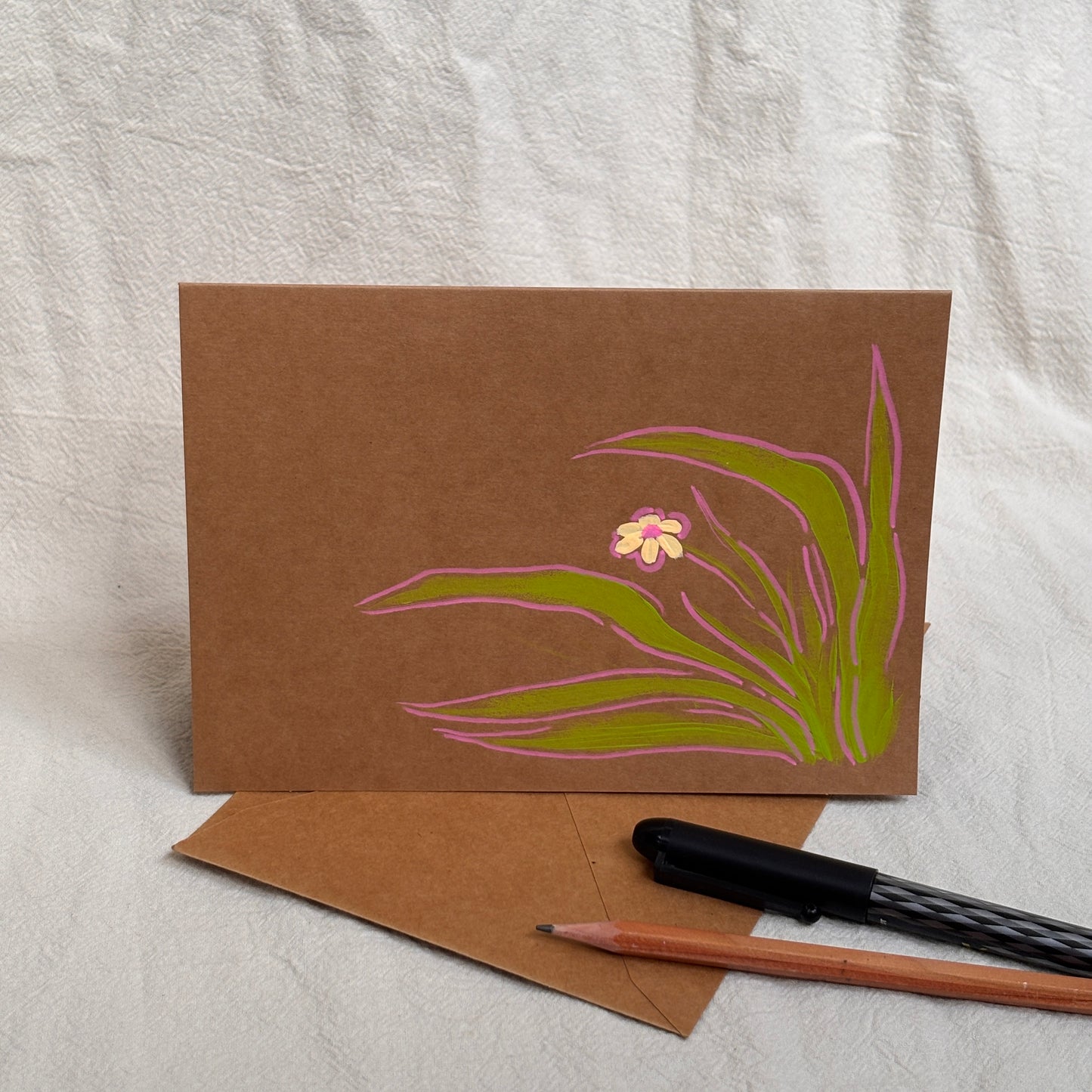 yellow flowers - kraft paper card