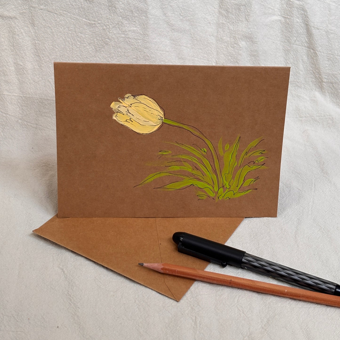 yellow tulip - kraft paper card