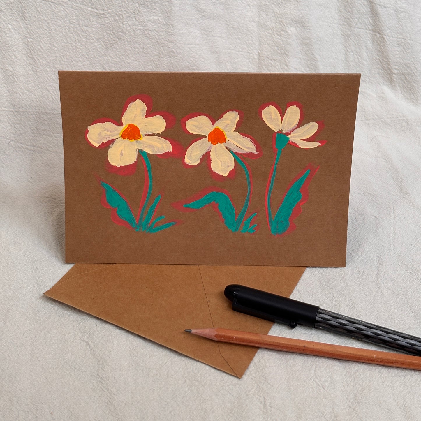 yellow flowers - kraft paper card
