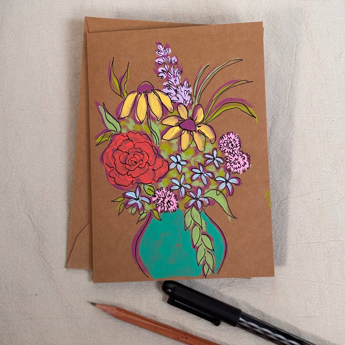 bouquets - kraft paper card