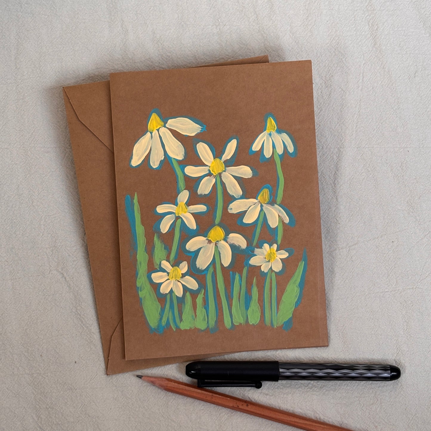 yellow flowers - kraft paper card