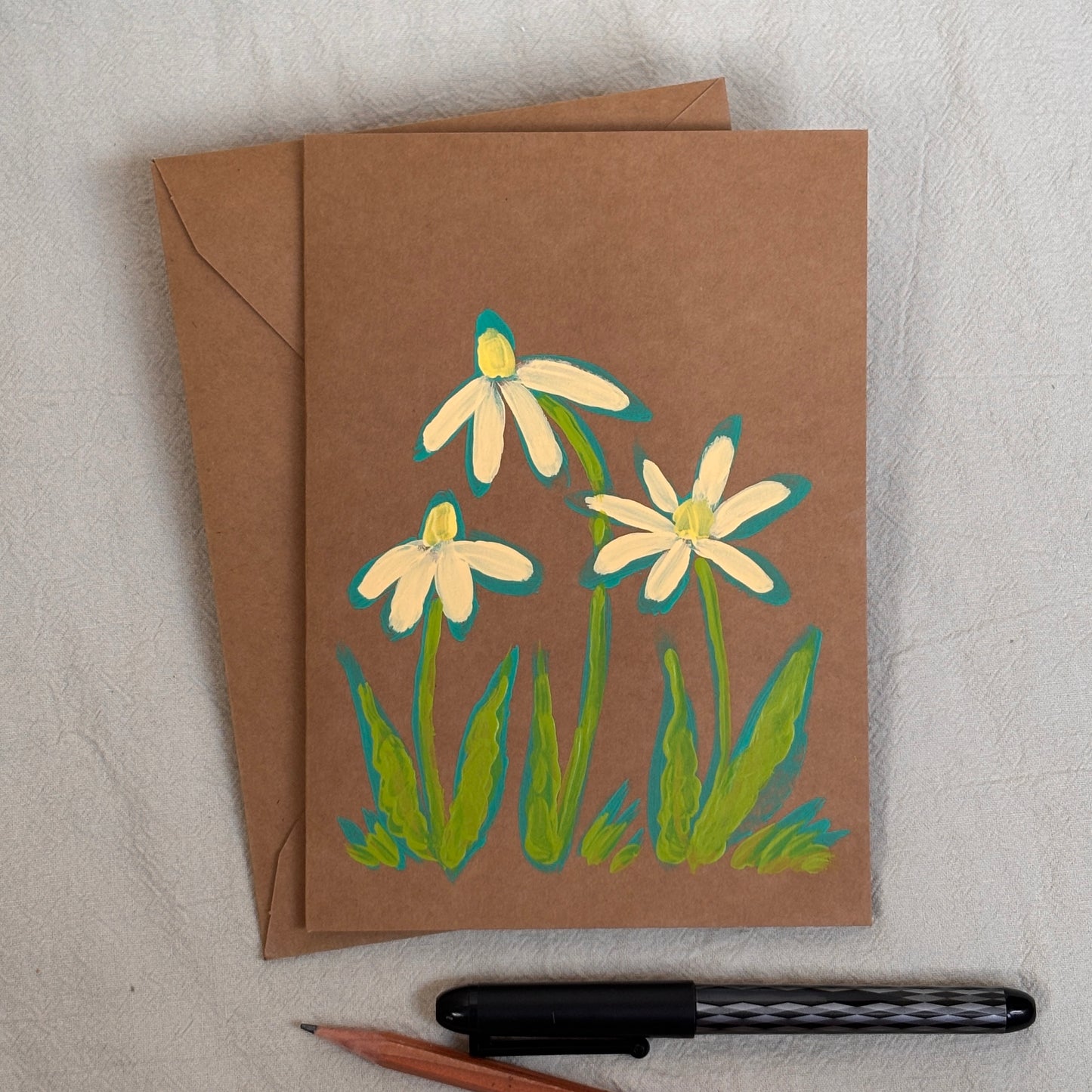 yellow flowers - kraft paper card