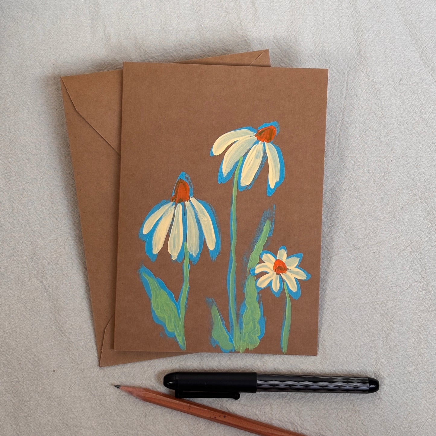 yellow flowers - kraft paper card