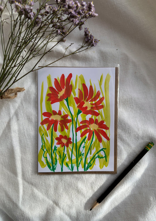 Red Daisy Greeting Card