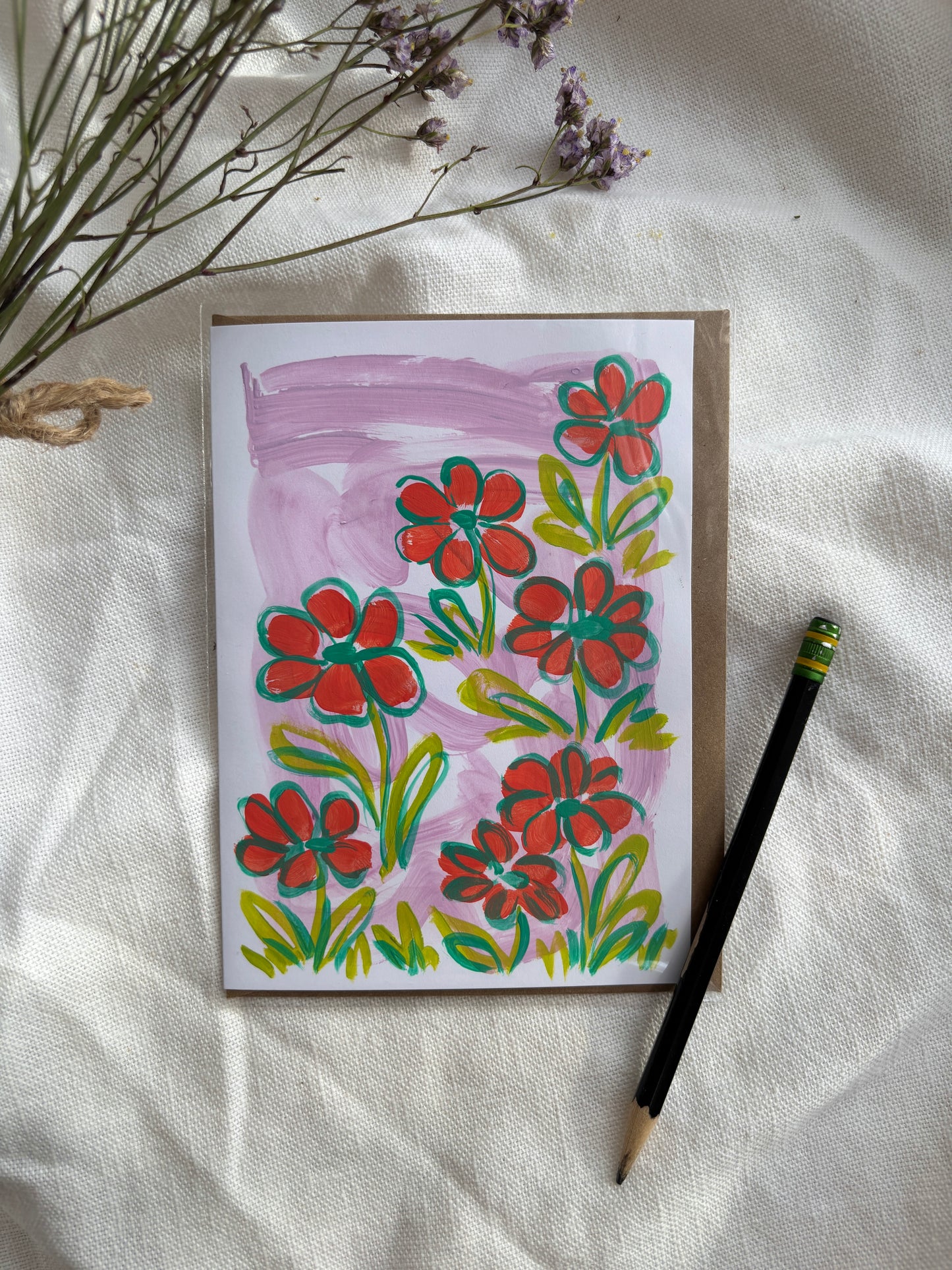 Red Daisy Greeting Card