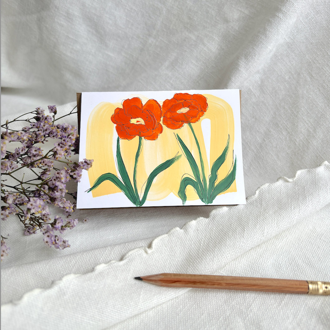 Orange Poppies Greeting Card