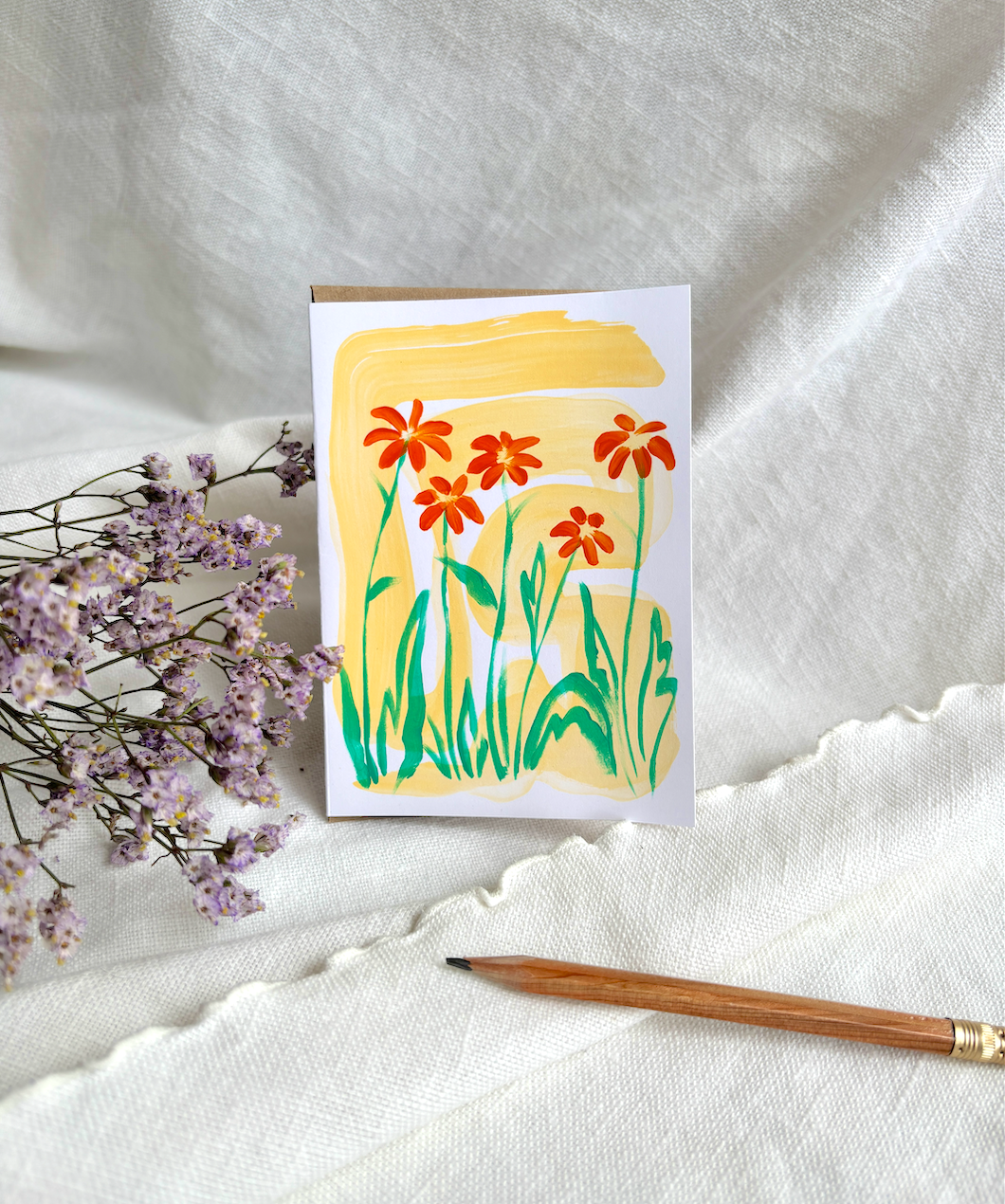 Orange Blooms II Greeting Card