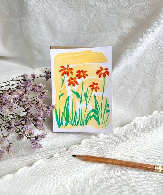 Orange Blooms II Greeting Card
